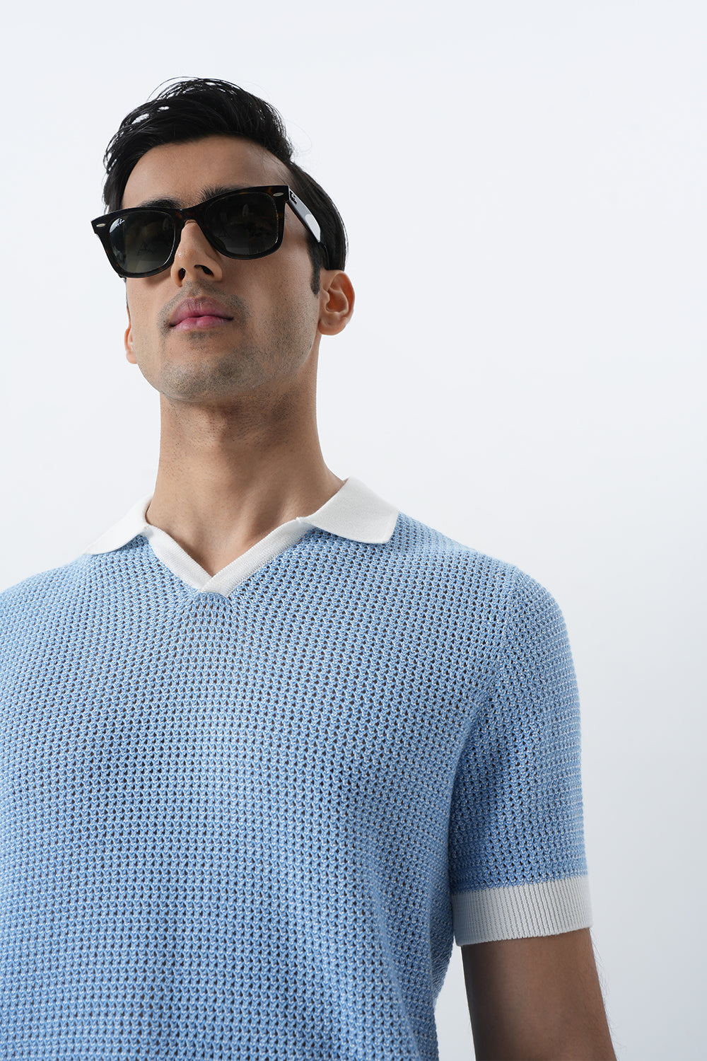 Polo Knit T-shirt - Sea Blue