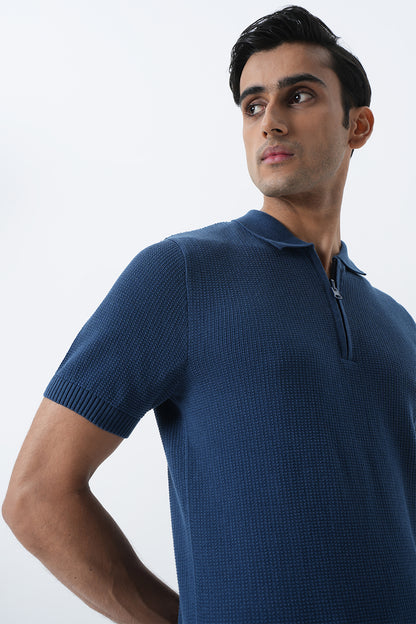 Teal Textured - Polo Knit