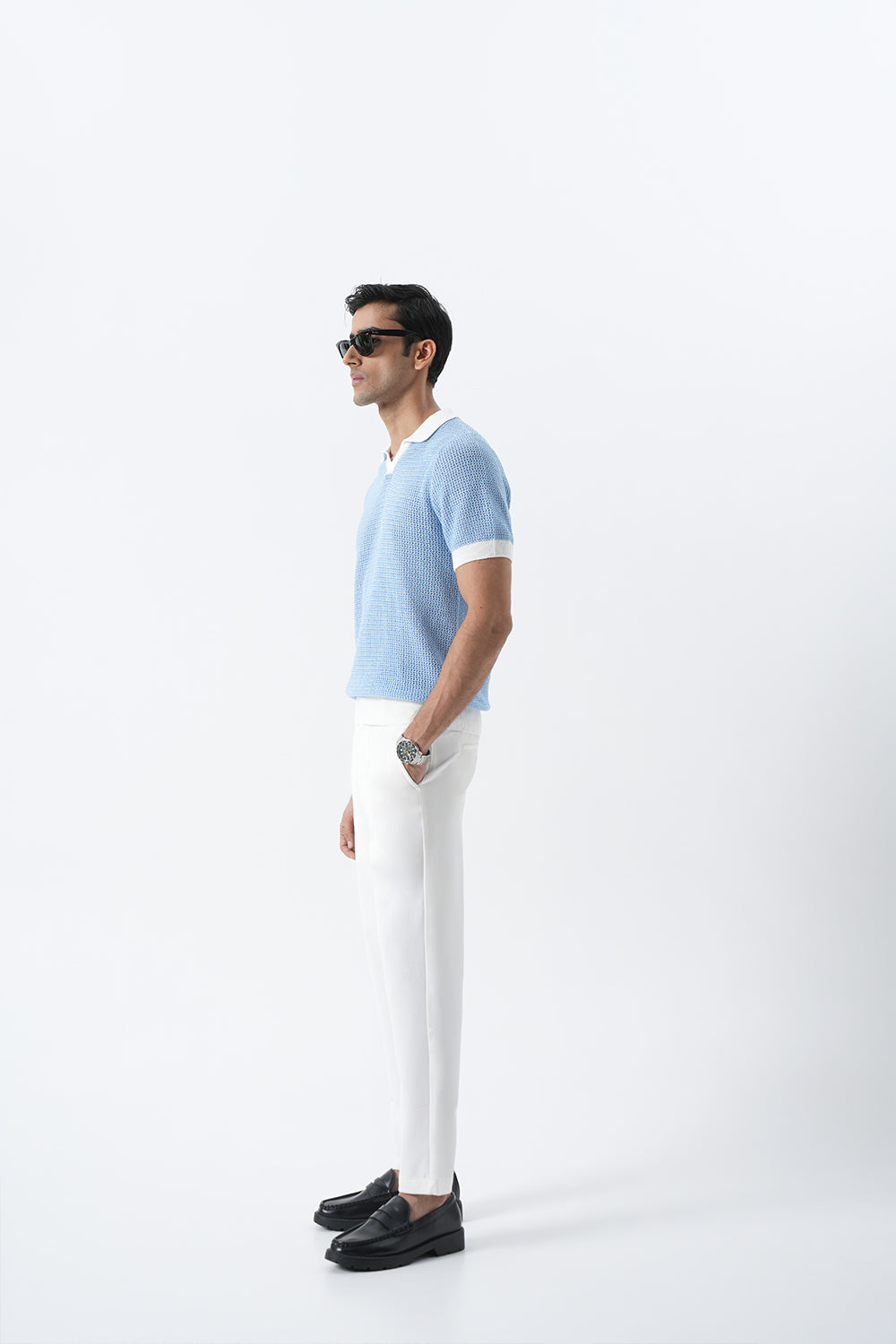 Polo Knit T-shirt - Sea Blue