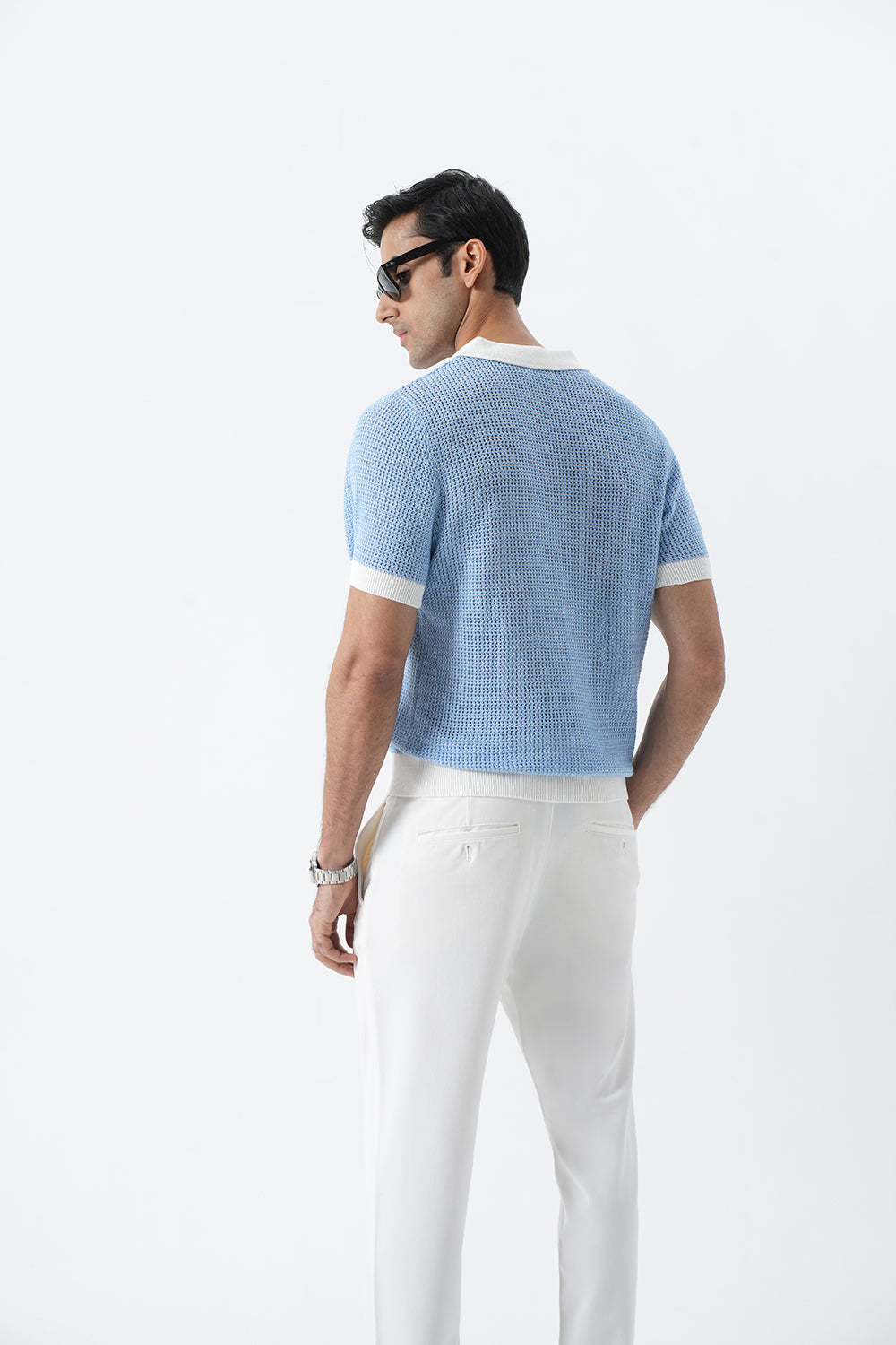 Polo Knit T-shirt - Sea Blue