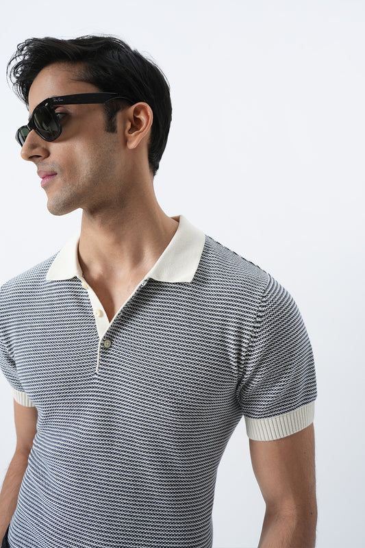 Checkered Stripe - Polo Knit