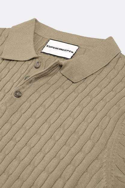 Polo Knit T-shirt - Beige