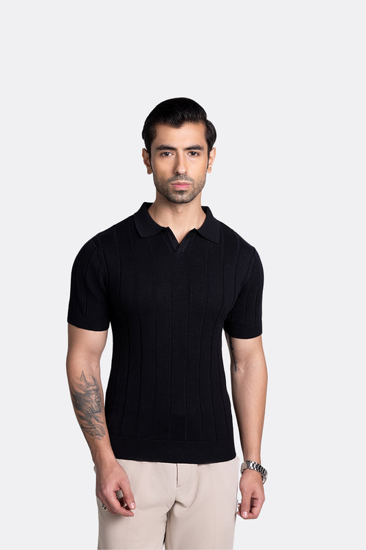 Polo Knit T-shirt - Black