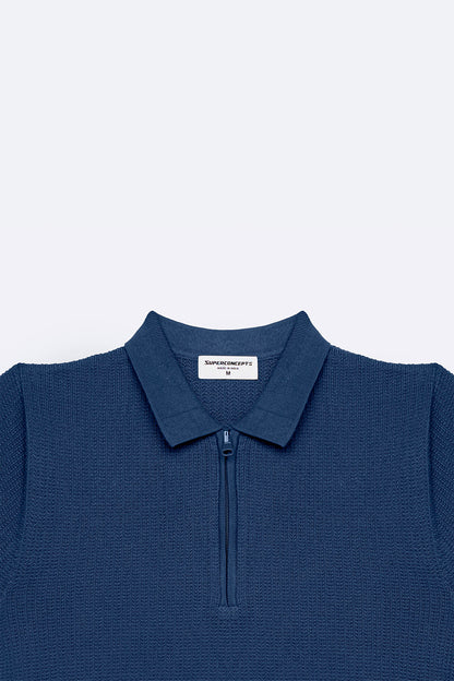 Teal Textured - Polo Knit